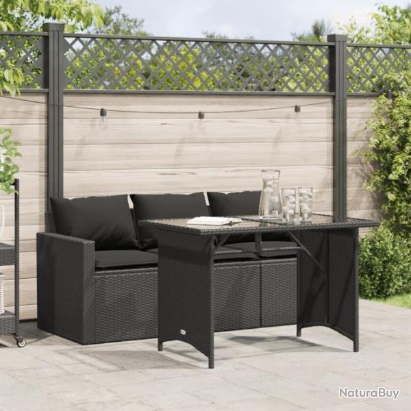 Ensemble  manger de jardin coussins 2pcs noir rsine tresse