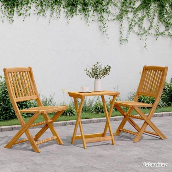 Ensemble  manger de jardin pliable 3 pcs bois d'acacia massif