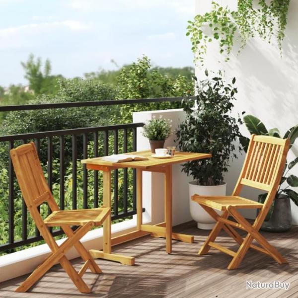 Ensemble  manger de jardin pliable 3 pcs bois d'acacia massif