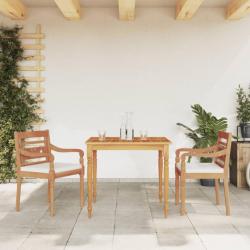 Ensemble à manger de jardin et coussins blanc 3 pcs teck massif