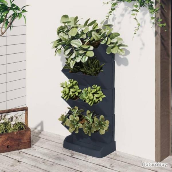 Ensemble de jardinires verticales 4 pcs Anthracite PP