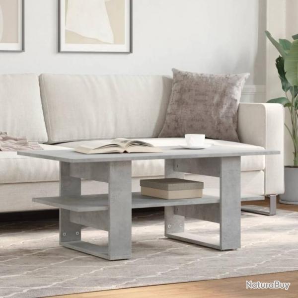 Table basse gris bton 102x55x42 cm bois d'ingnierie