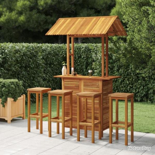 Ensemble de bar de jardin 5 pcs Bois d'acacia solide