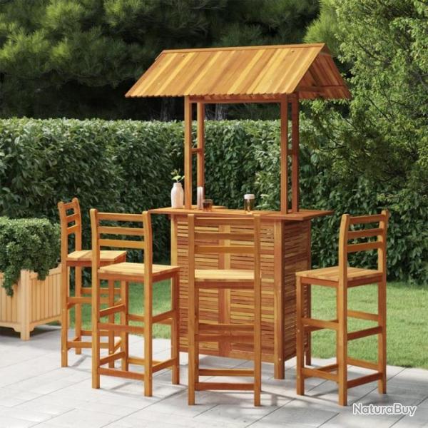 Ensemble de bar de jardin 5 pcs Bois d'acacia solide