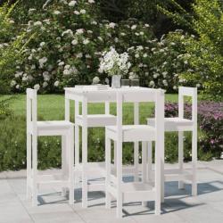 Ensemble de bar de jardin 5 pcs blanc bois massif de pin