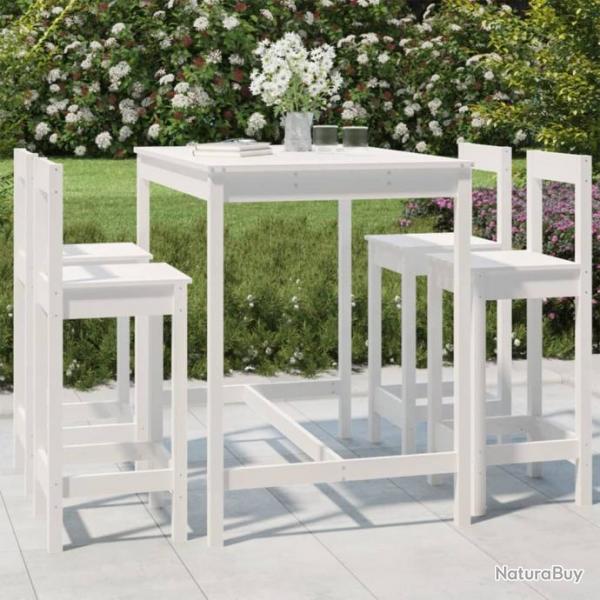 Ensemble de bar de jardin 5 pcs blanc bois massif de pin