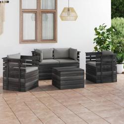 Salon palette de jardin 5 pcs avec coussins Bois de pin massif