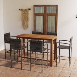 Ensemble de bar de jardin 7 pcs Gris