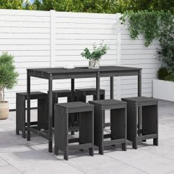 Ensemble de bar de jardin 7 pcs gris bois de pin massif