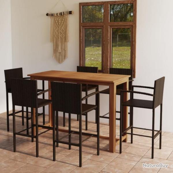 Ensemble de bar de jardin 7 pcs Marron