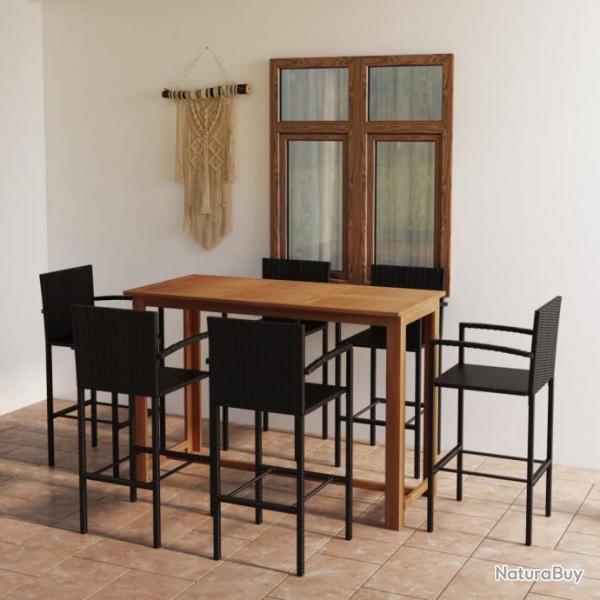 Ensemble de bar de jardin 7 pcs Noir