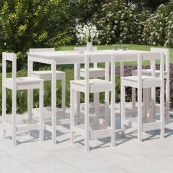 Ensemble de bar de jardin 7 pcs blanc bois de pin massif