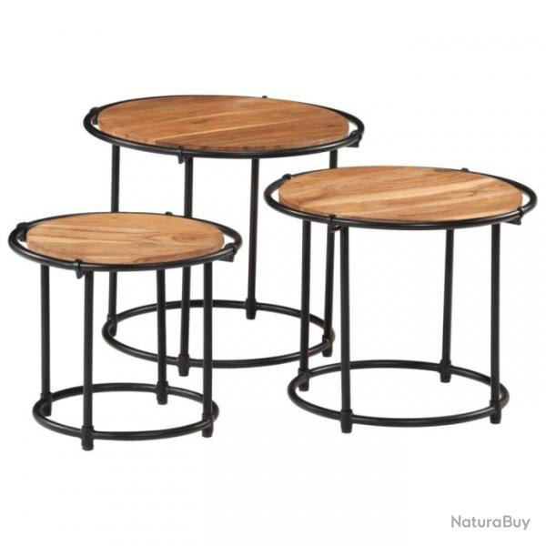 Tables gigognes 3 pcs bois massif d'acacia