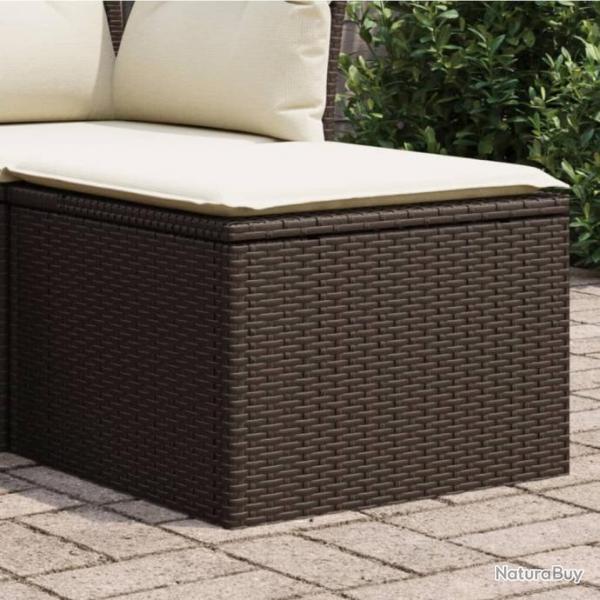 Tabouret de jardin avec coussin brun 55x55x37 cm rsine tresse