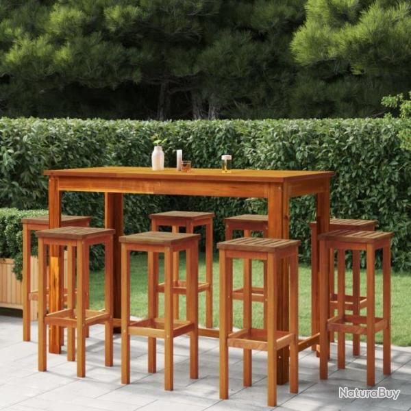 Ensemble de bar de jardin 9 pcs Bois d'acacia solide