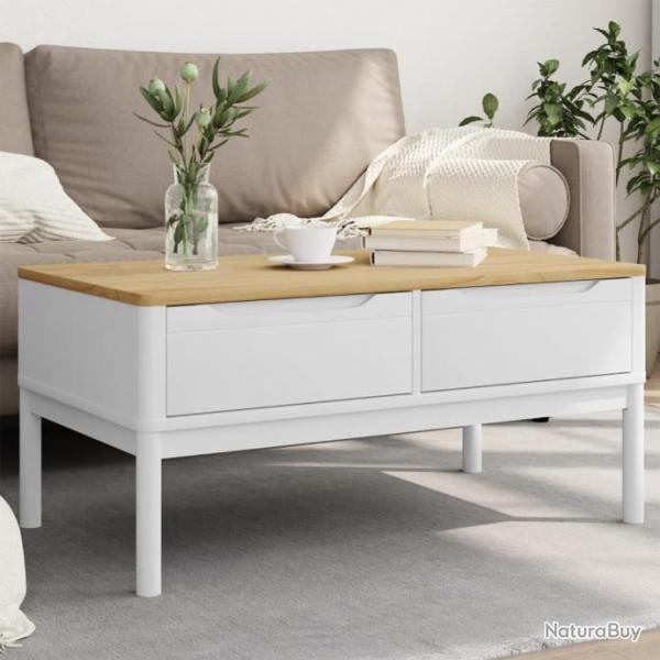 Table basse FLORO blanc 99x55,5x45 cm bois massif de pin