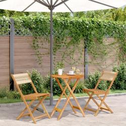 Ensemble de bistro 3 pcs beige polypropylène et bois massif