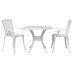 Ensemble de bistro 3 pcs blanc aluminium coulé