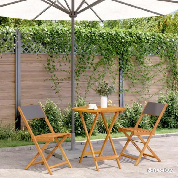 Ensemble de bistro 3 pcs anthracite tissu et bois massif