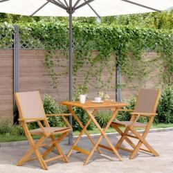 Ensemble de bistro 3 pcs taupe tissu et bois massif