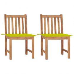 Chaises de jardin 2 pcs avec coussins Bois de teck massif