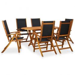 Mobilier à dîner d'extérieur 7 pcs en Bois d'acacia solide