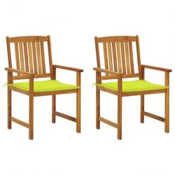 Chaises de jardin avec coussins 2 pcs Bois d'acacia massif