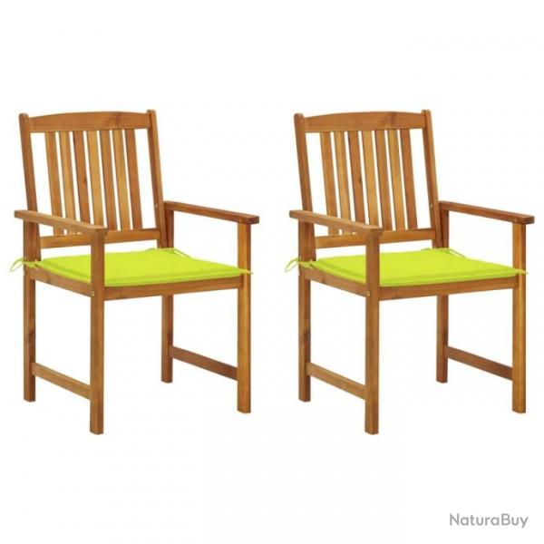 Chaises de jardin avec coussins 2 pcs Bois d'acacia massif