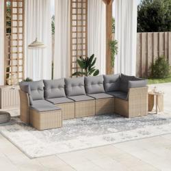 Salon de jardin avec coussins 7pcs mélange beige résine tressée