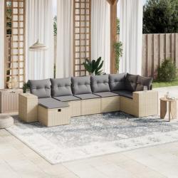 Salon de jardin avec coussins 7pcs mélange beige résine tressée