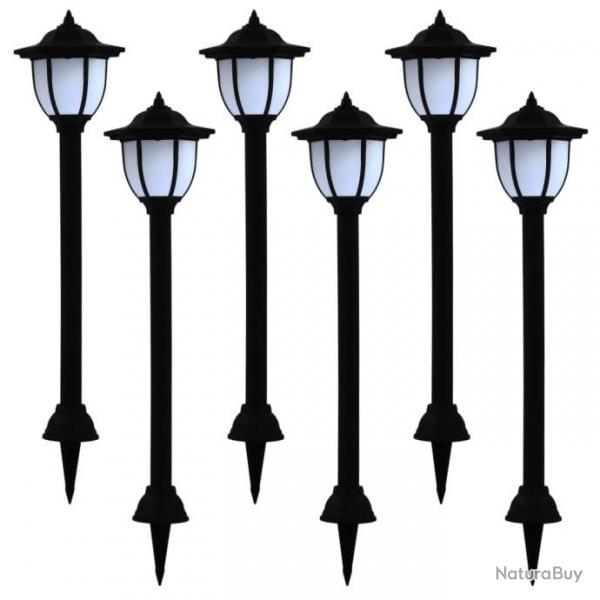 Lampes solaires  LED d'extrieur 6 pcs Noir