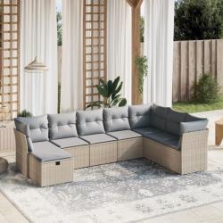 Salon de jardin avec coussins 8pcs mélange beige résine tressée