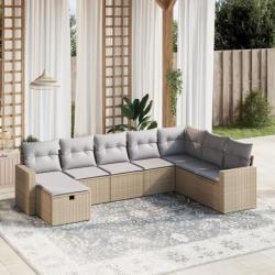 Salon de jardin avec coussins 8pcs mélange beige résine tressée