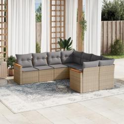 Salon de jardin avec coussins 8pcs mélange beige résine tressée