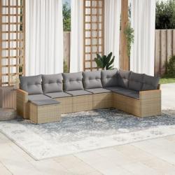 Salon de jardin avec coussins 8pcs mélange beige résine tressée