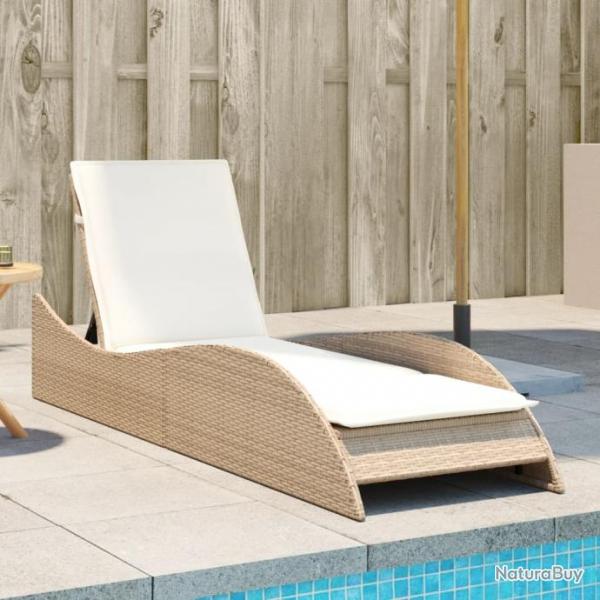 Chaise longue avec coussin beige 60x205x73 cm rsine tresse