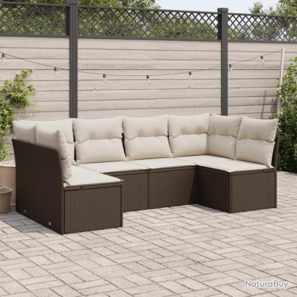 Salon de jardin avec coussins 6 pcs marron rsine tresse