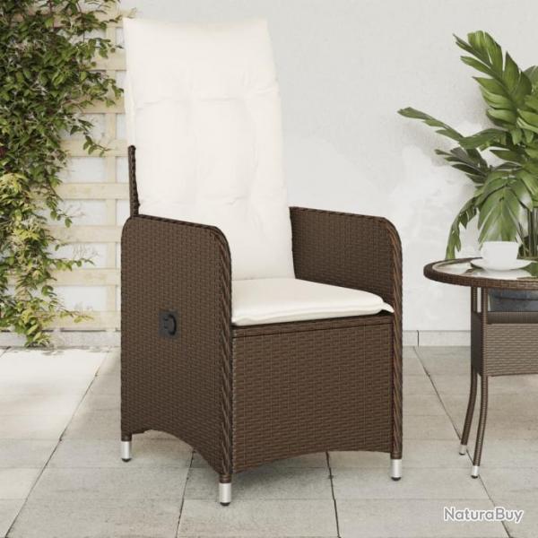 Chaise inclinable de jardin avec coussins marron rsine tresse