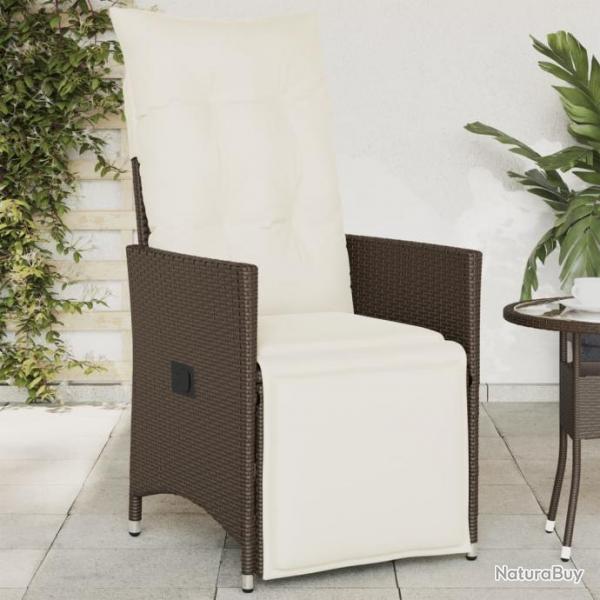 Chaise inclinable de jardin avec coussins marron rsine tresse