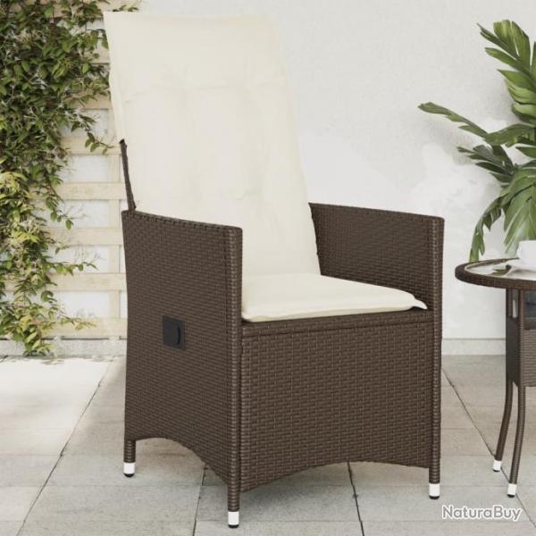 Chaise inclinable de jardin avec coussins marron rsine tresse