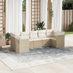 Salon de jardin avec coussins 7 pcs beige résine tressée