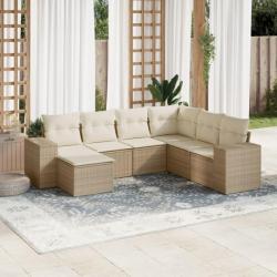 Salon de jardin avec coussins 7 pcs beige résine tressée