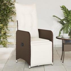 Chaise inclinable de jardin avec coussins marron résine tressée