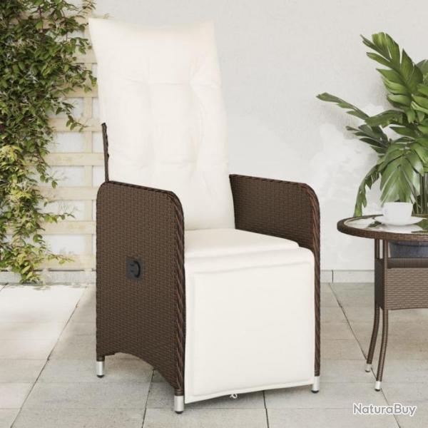 Chaise inclinable de jardin avec coussins marron rsine tresse