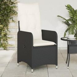 Chaise inclinable de jardin avec coussins noir résine tressée