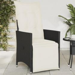 Chaise inclinable de jardin avec coussins noir résine tressée