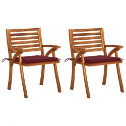 Chaises à dîner de jardin avec coussins 2 pcs Acacia massif