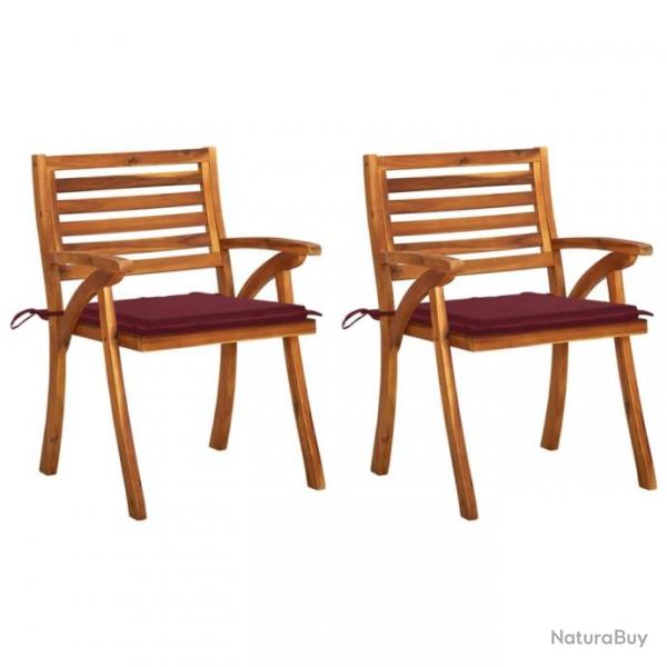 Chaises  dner de jardin avec coussins 2 pcs Acacia massif