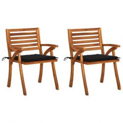 Chaises à dîner de jardin avec coussins 2 pcs Acacia massif