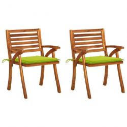 Chaises à dîner de jardin avec coussins 2 pcs Acacia massif